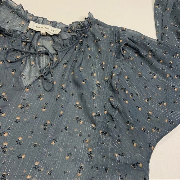 anthro Guest Editor Sheer Metallic Long Sleeve - Picture 11 of 12